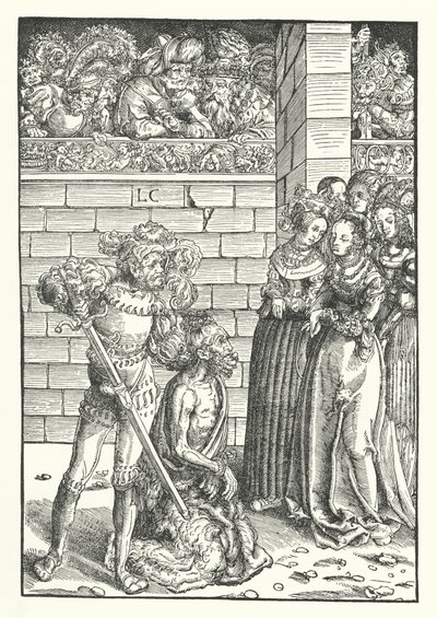 Ścięcie św. Jana Chrzciciela (rycina) autorstwa Lucas the Elder (after) Cranach