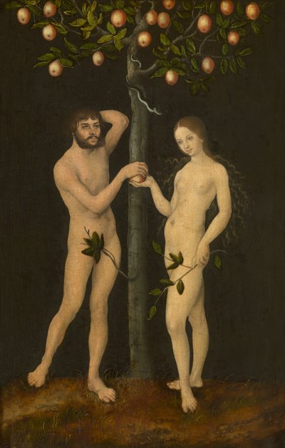 Adão e Eva (óleo sobre painel) polimento autorstwa Lucas the Elder Cranach