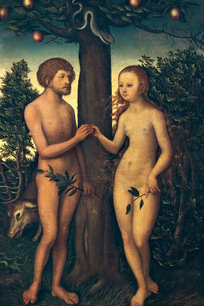 Adam i Ewa — Lucas Cranach Starszy (1472-1553) autorstwa Lucas the Elder Cranach