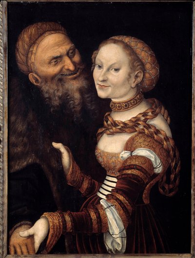 Obraz kurtyzany i starca autorstwa Lucasa Cranacha (1472-1553). 16 wiek. Musee des Beaux-Arts de Besancon. autorstwa Lucas the Elder Cranach
