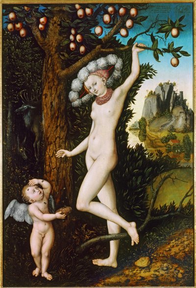 Kupidyn skarżący się Wenus ... (obraz na drewnie) autorstwa Lucas the Elder Cranach