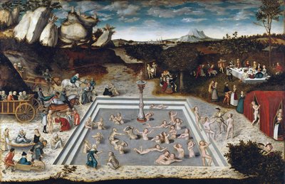 Fontanna Młodości - Fontanna Młodości, autorstwa Cranacha, Lucasa Starszego (1472-1553). Olej na drewnie autorstwa Lucas the Elder Cranach