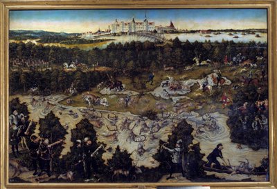 Polowanie na cześć Karola V na zamku Torgau w Niemczech Obraz Lucasa Cranacha Starszego (1472-1553) 1544. Madryt. Musee Du Prado - Polowanie na cześć Karola V na zamku Torgau w Niemczech. Obraz Lucasa Cranacha Starszego (1472-1553) 1544. P autorstwa Lucas the Elder Cranach
