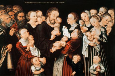 Jezus i dzieci autorstwa Lucas the Elder Cranach