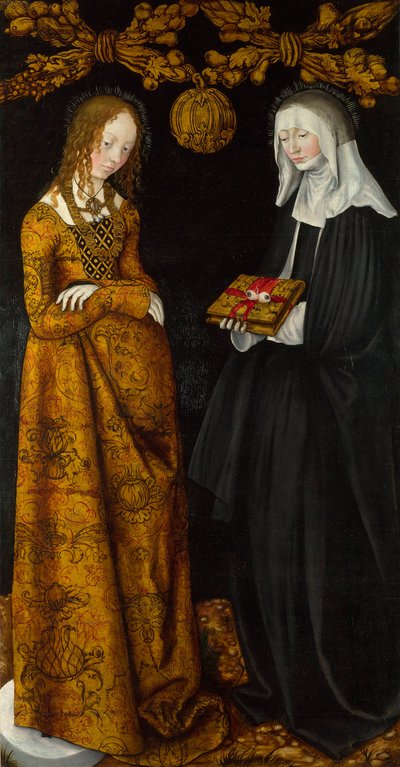 Św. Krystyna i Św. Odyl. Obraz Lucasa Cranacha Starszego (1472-1553), olej na drewnie autorstwa Lucas the Elder Cranach