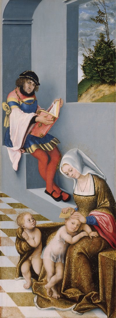 Panel prawy Świętego Pokrewieństwa (tzw. Ołtarz z Torgau). autorstwa Lucas the Elder Cranach