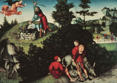 Ofiara Izaaka (olej na panelu) autorstwa Lucas the Elder Cranach