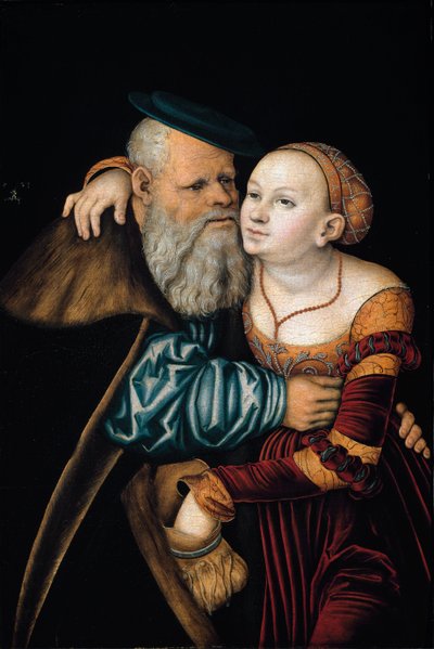 Niedopasowana para (olej na panelu) autorstwa Lucas the Elder Cranach