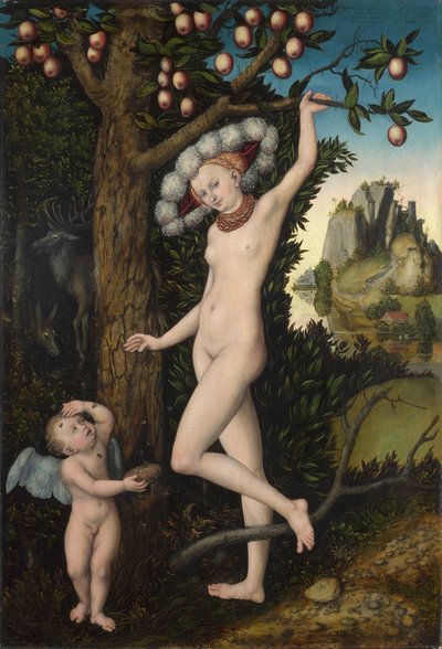Wenus i Kupidyn, ok. 1525 (olej na drewnie) autorstwa Lucas the Elder Cranach