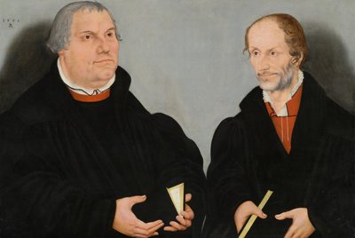 Marcin Luter (1483-1546) i Filip Melanchton (1497-1560) autorstwa Lucas the Younger Cranach