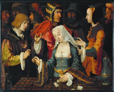 La Tireuse de cartes ... autorstwa Lucas van (studio of) Leyden