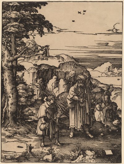 Abraham idący w ofierze Izaaka autorstwa Lucas van Leyden