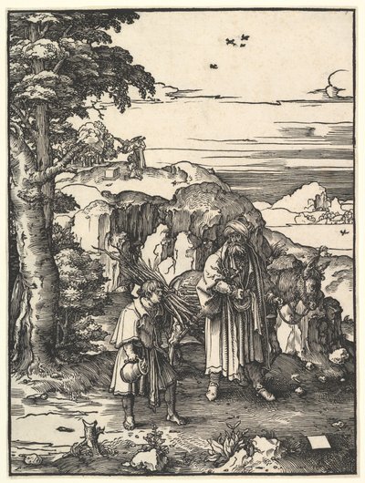Abraham idący w ofierze Izaaka, 1517-19. autorstwa Lucas van Leyden