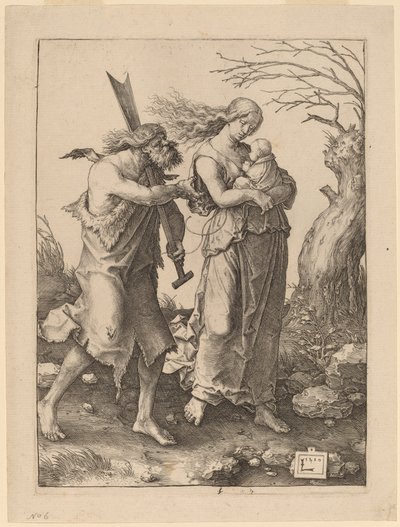 Adam i Ewa po ich wygnaniu z raju autorstwa Lucas van Leyden