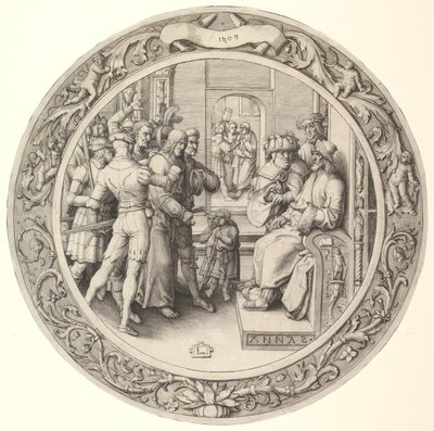 Chrystus przed Annaszem, z Męki Pańskiej, 1509. autorstwa Lucas van Leyden