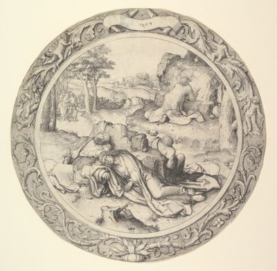 Chrystus na Górze Oliwnej, z Męki Pańskiej, 1509. autorstwa Lucas van Leyden