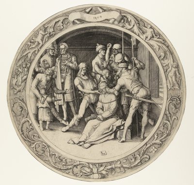 Naśmiewanie się z Chrystusa Okrągła Pasja (tytuł serii) autorstwa Lucas van Leyden