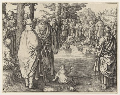 Chrzest Chrystusa w Jordanie autorstwa Lucas van Leyden