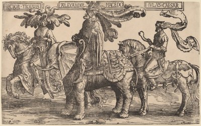 Hektor Troi, Aleksander Macedoński, Juliusz Cezar autorstwa Lucas van Leyden