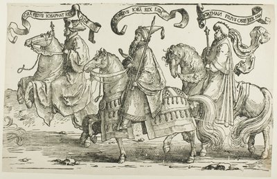 Jehoram, Uzjasz, Jotam, tablica trzecia, z Dwunastu królów Izraela autorstwa Lucas van Leyden