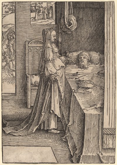Jezebel obiecuje królowi Achabowi winnicę Nabota autorstwa Lucas van Leyden