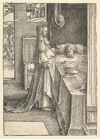 Jezebel obiecuje królowi Achabowi winnice Nabota, 1517. autorstwa Lucas van Leyden