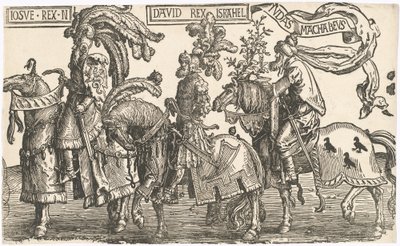 Jozue, Dawid, Juda Machabeusz autorstwa Lucas van Leyden