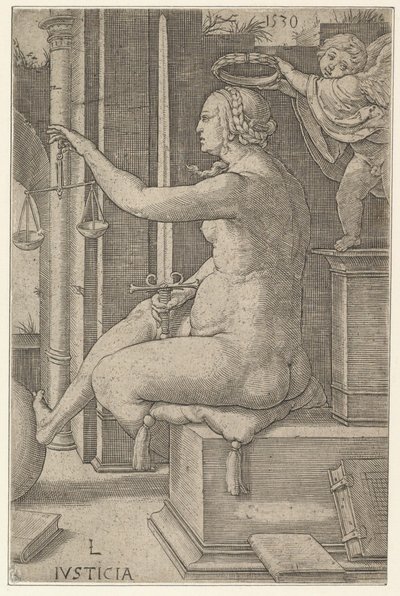 Sprawiedliwość z cyklu Cnoty, 1530. autorstwa Lucas van Leyden