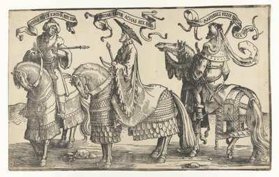Królowie Achaz, Ezechiasz i Manasses Dwunastu królów Izraela (tytuł serii) autorstwa Lucas van Leyden