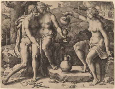 Lot i jego córki autorstwa Lucas van Leyden