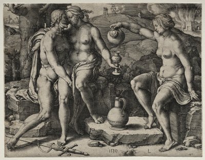 Lot i jego córki autorstwa Lucas van Leyden