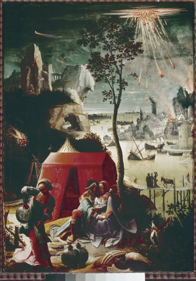 Lot i jego córki (olej na desce, ok. 1517) autorstwa Lucas van Leyden