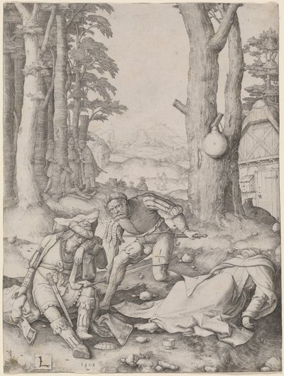 Mahomet i mnich Sergiusz autorstwa Lucas van Leyden