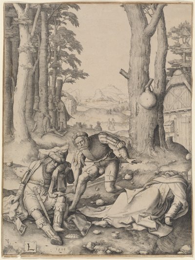 Mahomet i mnich Sergiusz autorstwa Lucas van Leyden