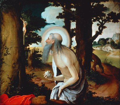 Pokutnik św Hieronim autorstwa Lucas van Leyden