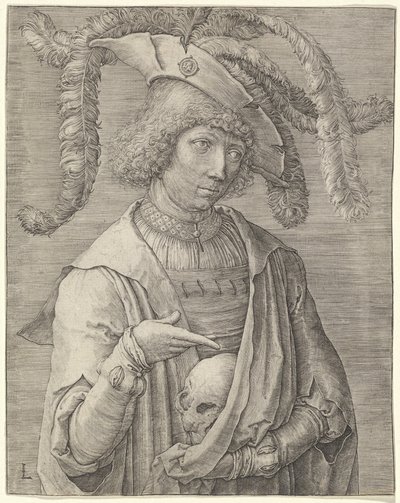 Portret młodzieńca z czaszką autorstwa Lucas van Leyden