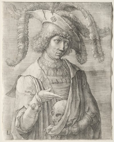 Portret młodzieńca z czaszką autorstwa Lucas van Leyden