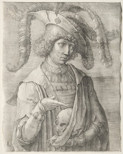 Portret młodzieńca z czaszką, ok. 1930 r. 1519. autorstwa Lucas van Leyden