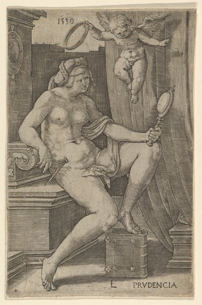 Roztropność, z cyklu Siedem cnót, 1530. autorstwa Lucas van Leyden