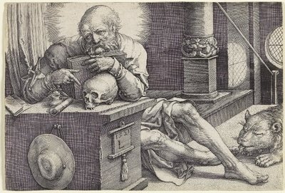Święty Jerome w swoim gabinecie, 1521 autorstwa Lucas van Leyden