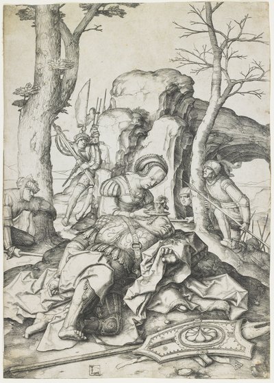 Samson i Dalila, c. 1508 autorstwa Lucas van Leyden