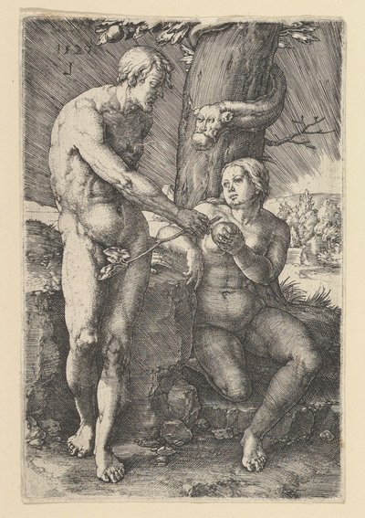 Grzech Adama i Ewy, 1529. autorstwa Lucas van Leyden