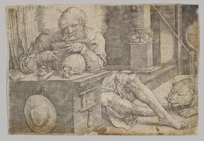 Św. Hieronim w swoim gabinecie, 1521. autorstwa Lucas van Leyden