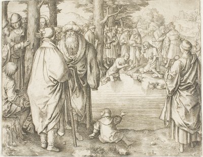 Chrzest Chrystusa w rzece Jordan autorstwa Lucas van Leyden