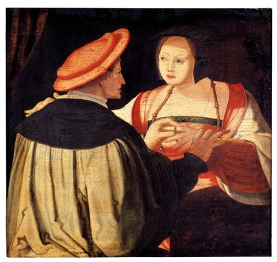 Zaręczyny (olej na desce) autorstwa Lucas van Leyden
