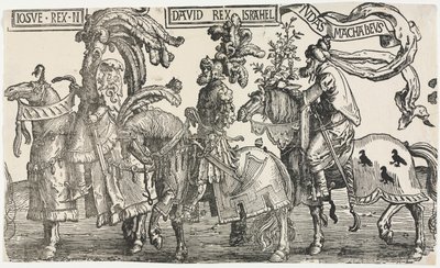 Dziewięciu bohaterów: Jozue, Dawid, Judasz Machabeusz autorstwa Lucas van Leyden