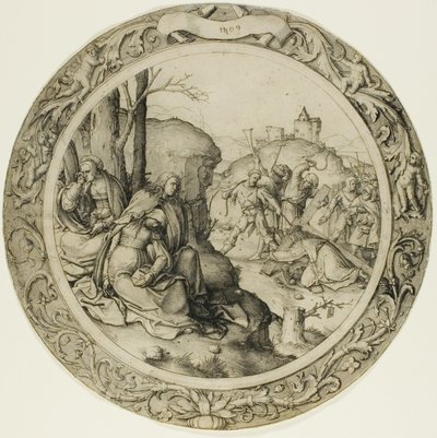 Okrągła pasja: Chrystus niosący krzyż autorstwa Lucas van Leyden