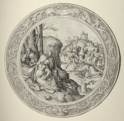 Okrągła pasja: Chrystus dźwigający krzyż, 1509. autorstwa Lucas van Leyden