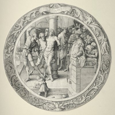 Okrągła pasja: Biczowanie, 1509. autorstwa Lucas van Leyden