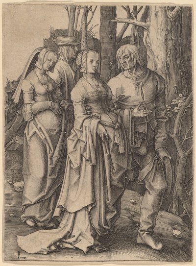 Dwie pary w lesie autorstwa Lucas van Leyden